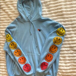 Aviator Nation Blue Hoodie with Smiley Faces